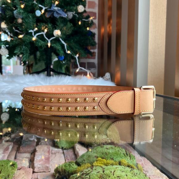 LOUIS VUITTON Belt Vachetta Studded Belt SZ80/32(4US) - Picture 3 of 7